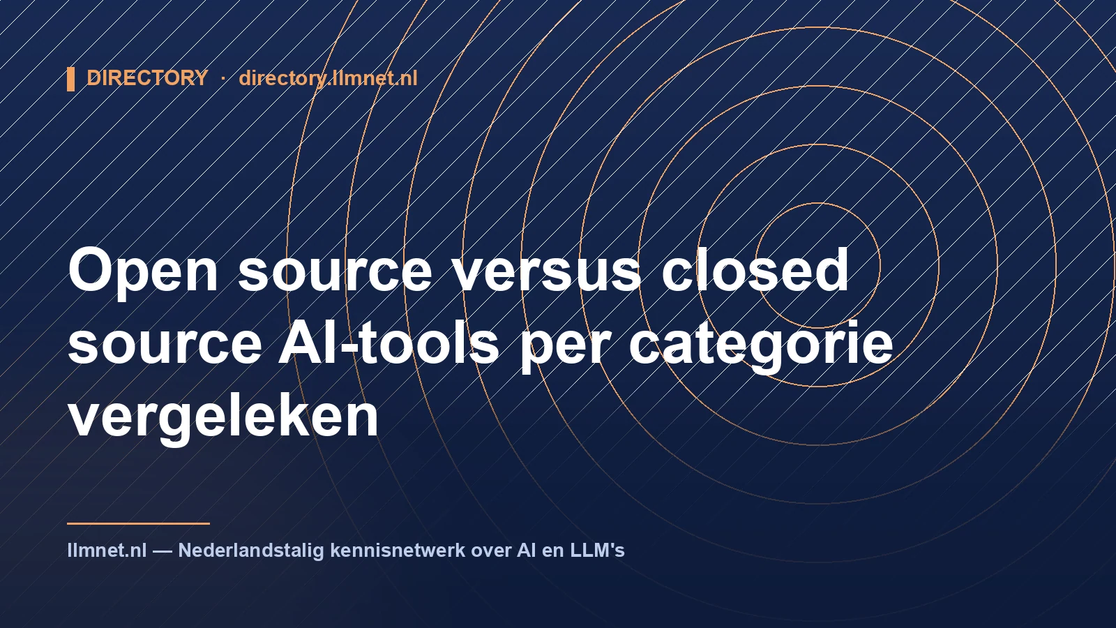 Illustratie: Open source vs closed source AI-tools per categorie